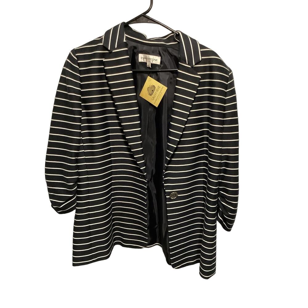 Evan-Picone Black and White Striped Blazer Size 14